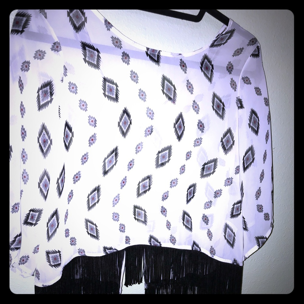 Fringed Geometric Blouse